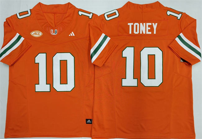 Men's Miami Hurricanes 10 Malachi Toney Orange F.U.S.E. 2026Stitched Football Jersey