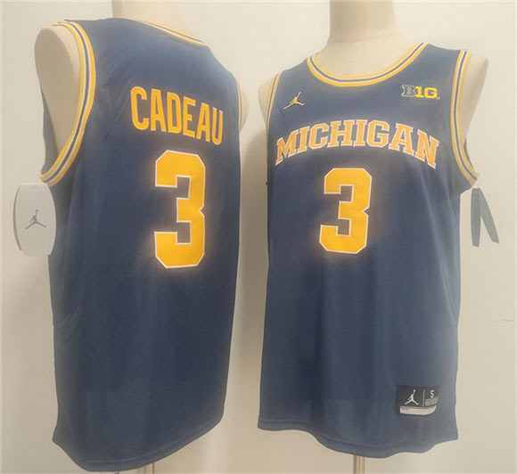 Men's Michigan Wolverines 3 Elliot Cadeau Navy 2026 Vapor Limited Stitched Football Jersey