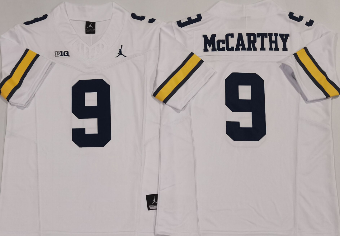 Men's Michigan Wolverines 9 J.J. McCarthy White 2024 F.U.S.E. Stitched Jersey