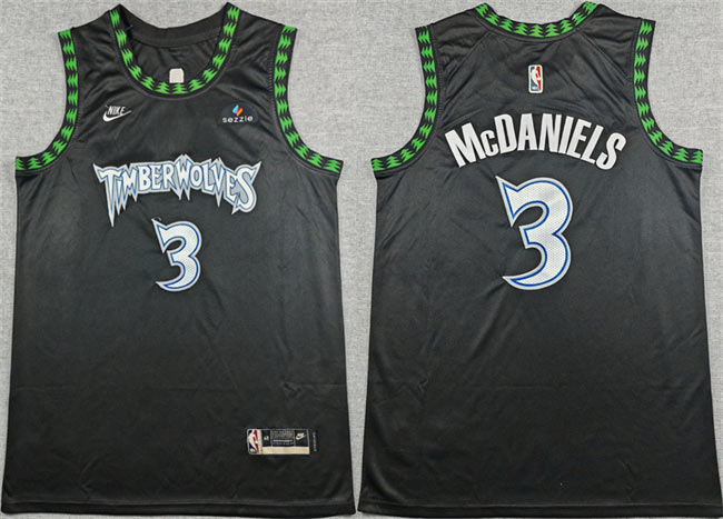 Men's Minnesota Timberwolves 3 Jaden McDaniels Black 2025 26 Classic Edition Stitched jersey