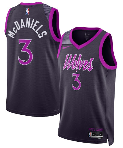 Men's Minnesota Timberwolves 3 Jaden McDaniels Purple 2025 26 City Edition Stitched Basketball Jersey