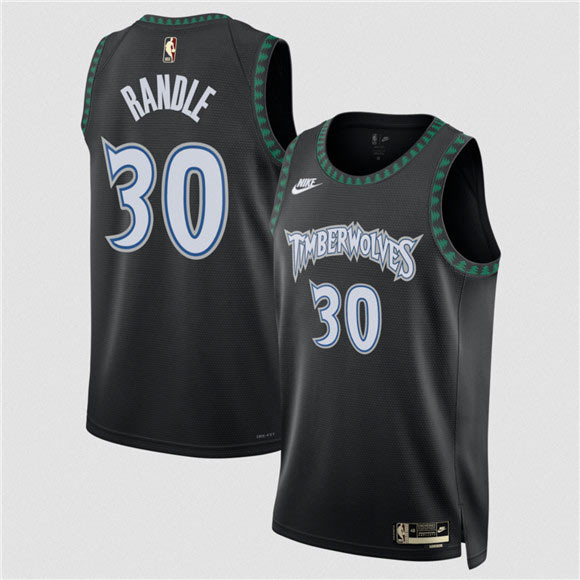 Men's Minnesota Timberwolves 30 Julius Randle Black 2025 Classic Edition Stitched Jersey