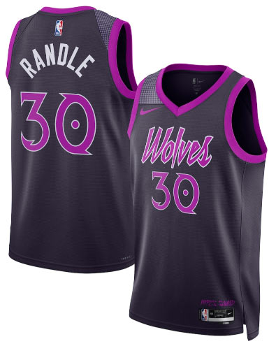 Men's Minnesota Timberwolves 30 Julius Randle Purple 2025 26 City Edition Stitched Basketball Jersey