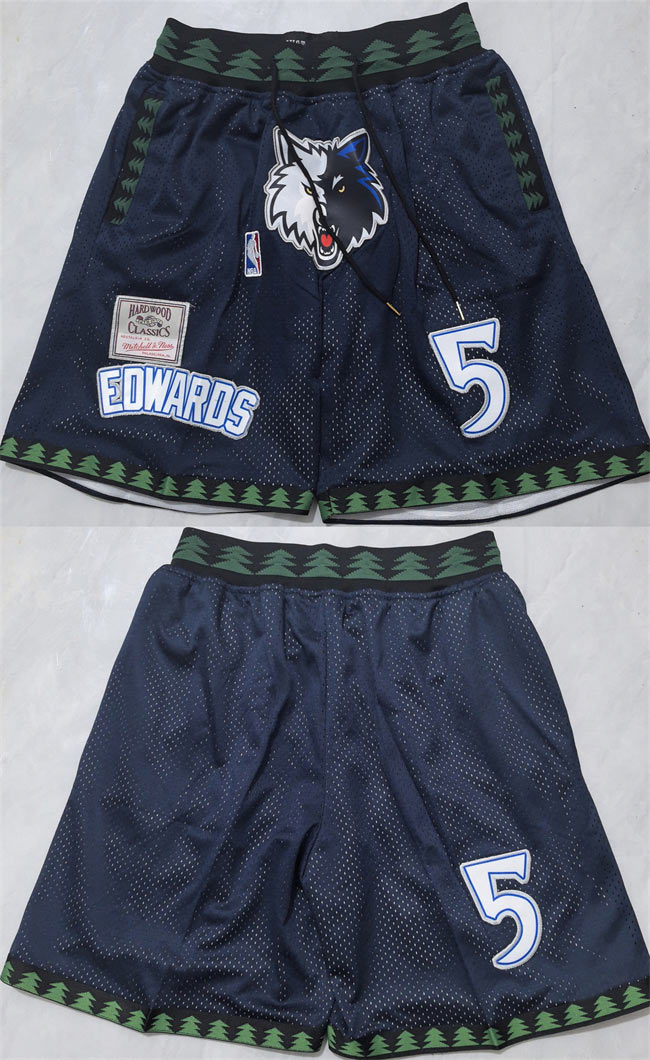 Men's Minnesota Timberwolves 5 Anthony Edwards Black Shorts (Run Small)