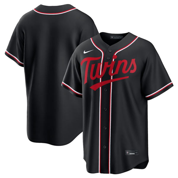 Men's Minnesota Twins Blank Black Out Stitched Baseball Jersey
