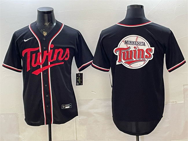 Men's Minnesota Twins Team Big Logo 2026 Fashion Replica Black Out Stitched Baseball Jersey