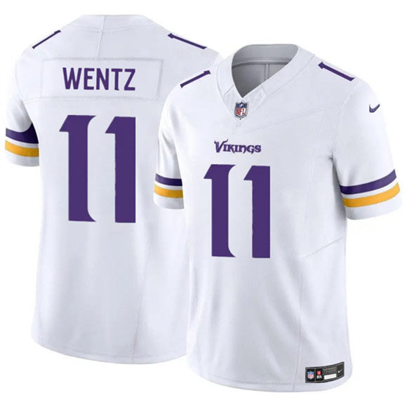 Men's Minnesota Vikings 11 Carson Wentz White 2025 F.U.S.E. Vapor Untouchable Limited Football Stitched Jersey