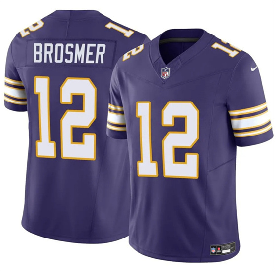Men's Minnesota Vikings 12 Max Brosmer Purple 2025 F.U.S.E. Throwback Vapor Untouchable Limited Football Stitched Jersey