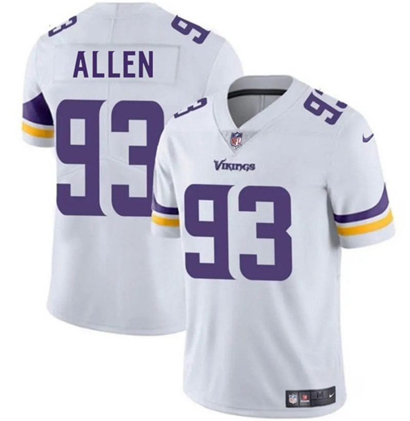 Men's Minnesota Vikings 93 Jonathan Allen White 2025 Vapor Limited Football Stitched Jersey
