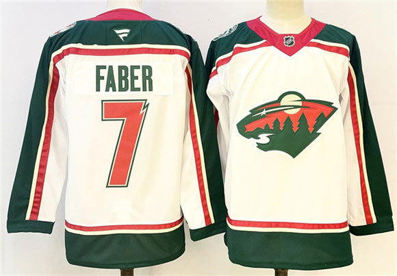 Men's Minnesota Wild 7 Brock Faber White 2025 25th Anniversary Stitched Hockey Jersey