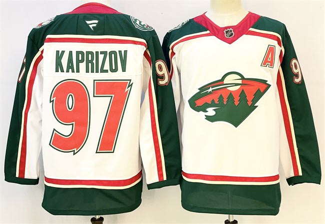 Men's Minnesota Wild 97 Kirill Kaprizov White 2025 With A Patch 25th Anniversary Stitched Hockey Jersey