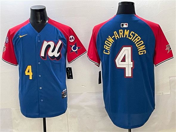 Men's National League 4 Pete Crow Armstrong Blue Red Alternate 2025 All Star With Patch Edition Limited Stitched Baseball Jersey