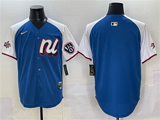 Men's National League Milwaukee Brewers Blank Blue Alternate 2025 All Star Edition Limited Stitched Baseball Jersey