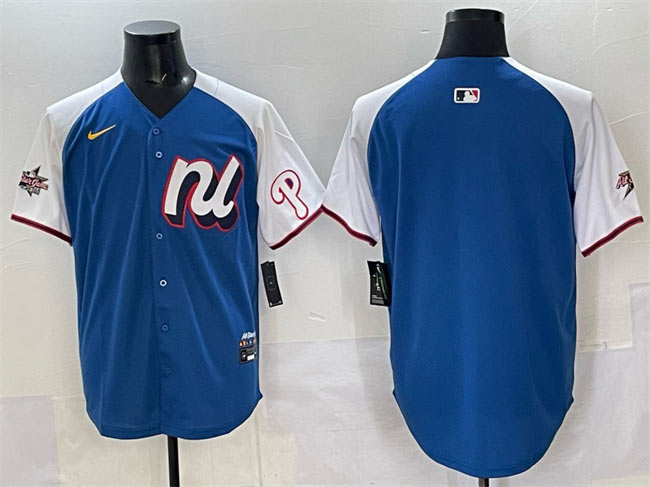 Men's National League Philadelphia Phillies Blank Blue Alternate 2025 All Star Edition Limited Stitched Baseball Jersey