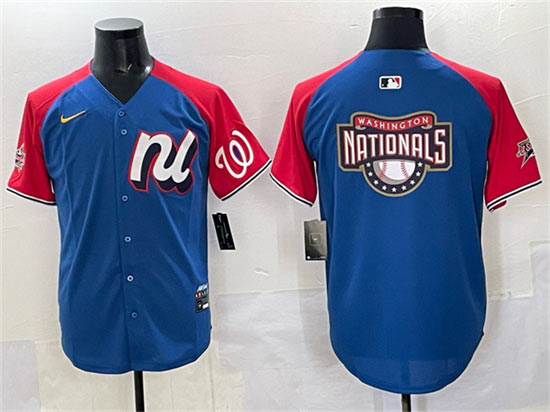 Men's National League Washington Nationals Team Big Logo Blue Red Alternate 2025 All Star Edition Limited Stitched Baseball Jersey