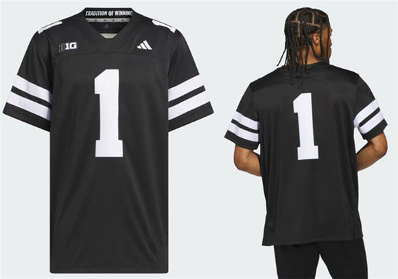 Men's Nebraska Cornhuskers 1 Black Stitched Football Jersey