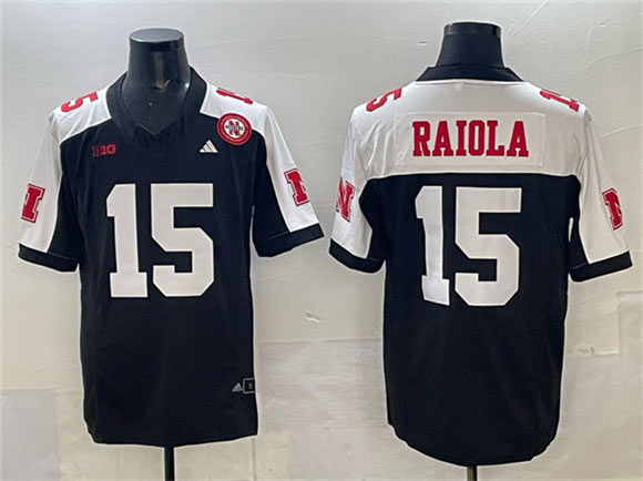 Men's Nebraska Cornhuskers 15 Dylan Raiola Black Alternate 2024 F.U.S.E. With Patch Vapor Limited Stitched Football Jersey