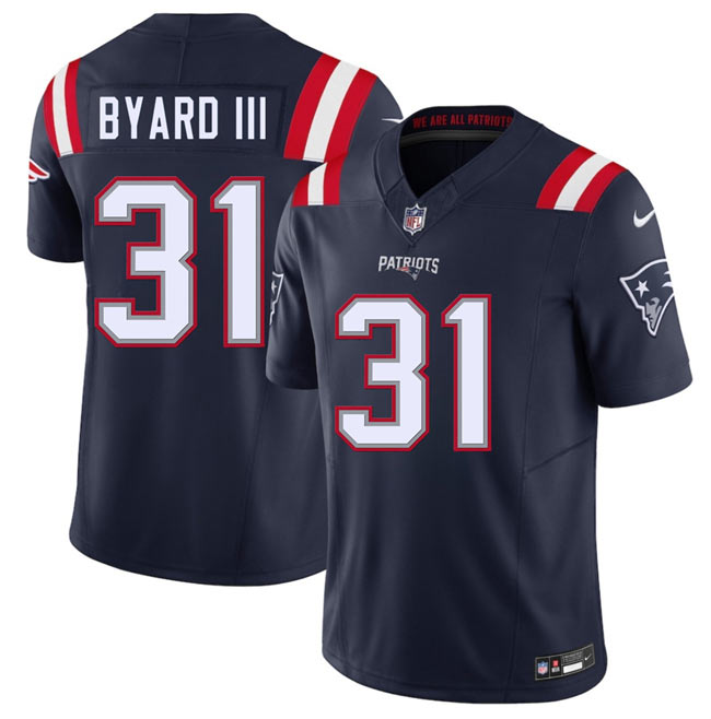 Men's New England Patriots 31 Kevin Byard III Navy 2026 F.U.S.E. Vapor Limited Stitched Football Jersey