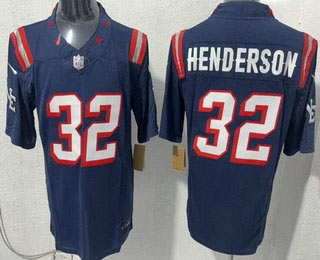 Men's New England Patriots 32 TreVeyon Henderson Limited Navy Rivalries FUSE Vapor Jersey