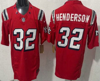 Men's New England Patriots 32 TreVeyon Henderson Limited Red Rivalries FUSE Vapor Jersey