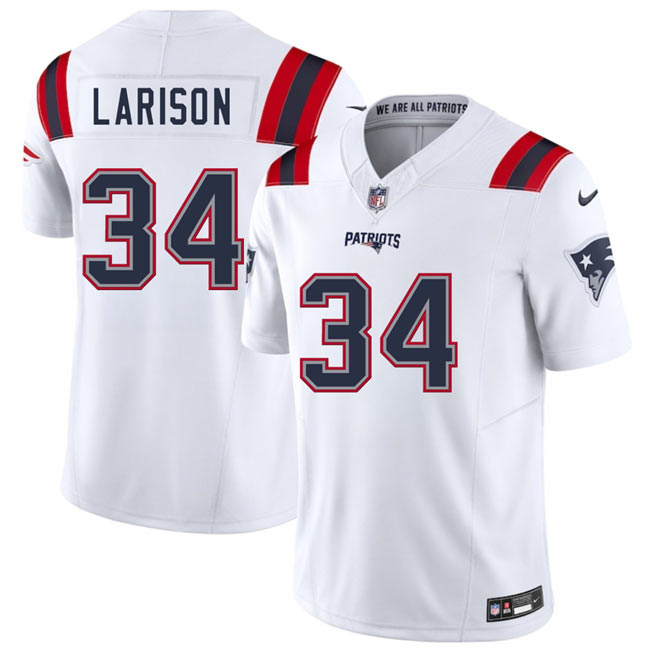 Men's New England Patriots 34 Lan Larison White 2025 F.U.S.E. Vapor Limited Stitched Jersey