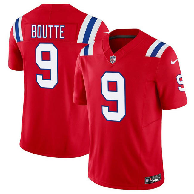 Men's New England Patriots 9 Kayshon Boutte Red 2025 F.U.S.E. Vapor Limited Football Stitched Jersey