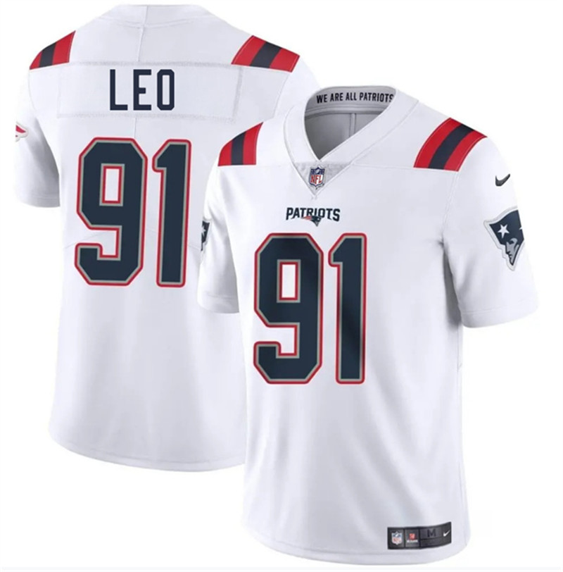 Men's New England Patriots 91 Titus Leo White 2025 Vapor Limited Football Stitched Jersey