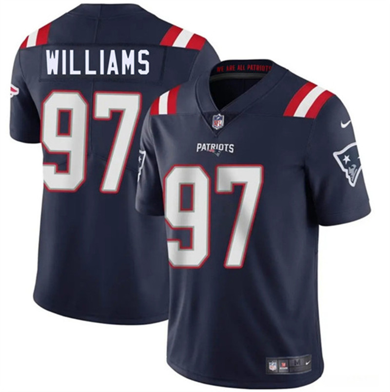 Men's New England Patriots 97 Milton Williams Navy 2025 Vapor Limited Football Stitched Jersey