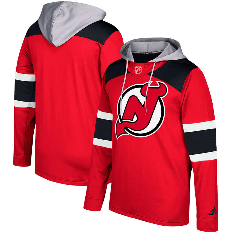 Men's New Jersey Devils Red Silver Jersey Pullover Hoodie