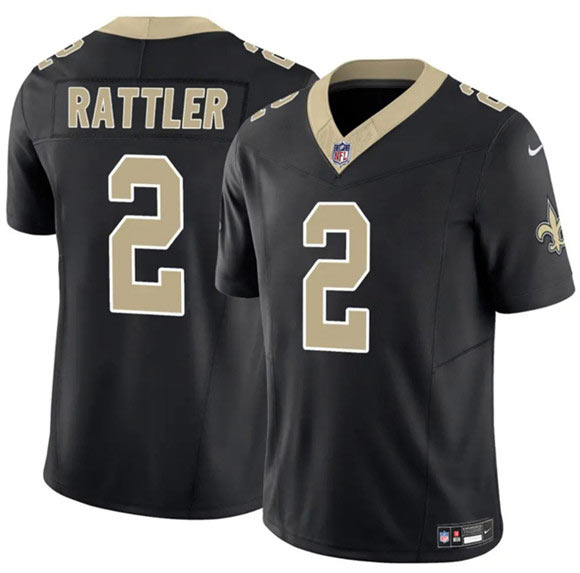 Men's New Orleans Saints 2 Spencer Rattler Black 2025 F.U.S.E Vapor Limited Football Stitched Jersey