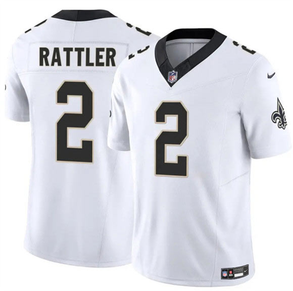 Men's New Orleans Saints 2 Spencer Rattler White 2025 F.U.S.E Vapor Limited Football Stitched Jersey