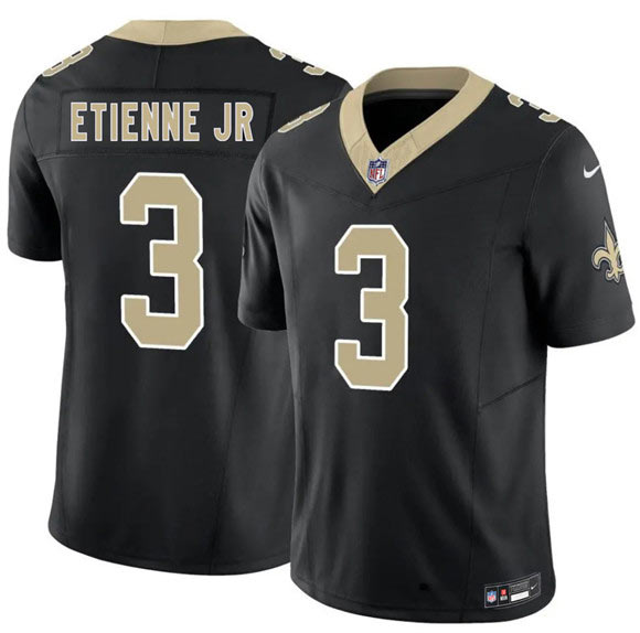 Men's New Orleans Saints 3 Travis Etienne Jr Black 2026 F.U.S.E Vapor Limited Football Stitched Jersey
