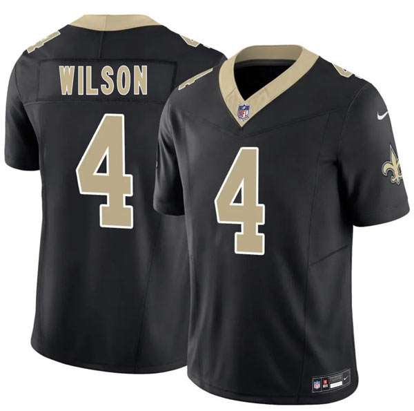 Men's New Orleans Saints 4 Zach Wilson Black 2026 F.U.S.E. Vapor Limited Football Stitched Jersey