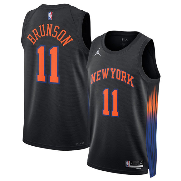 Men's New Yok Knicks 11 Jalen Brunson Jalen Brunson Black 2025 Statement Edition Stitched Basketball Jersey