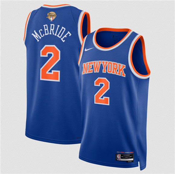 Men's New Yok Knicks 2 Miles McBride Blue 2026 Finals Patch Icon Edition Stitched Basketball Jersey