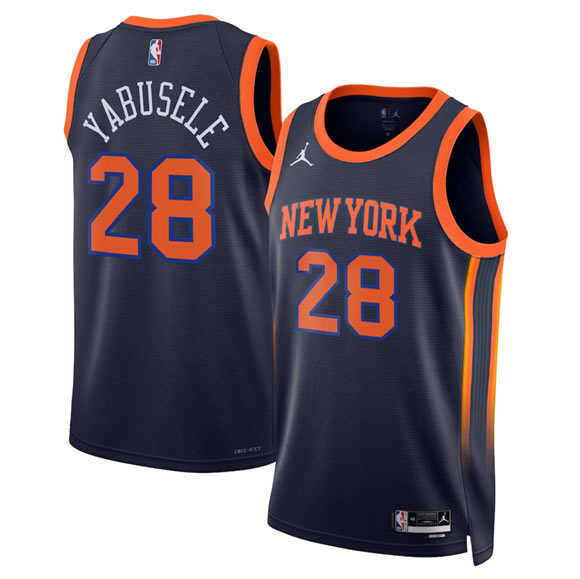 Men's New Yok Knicks 28 Guerschon Yabusele Black 2025 Statement Edition Stitched Basketball Jersey
