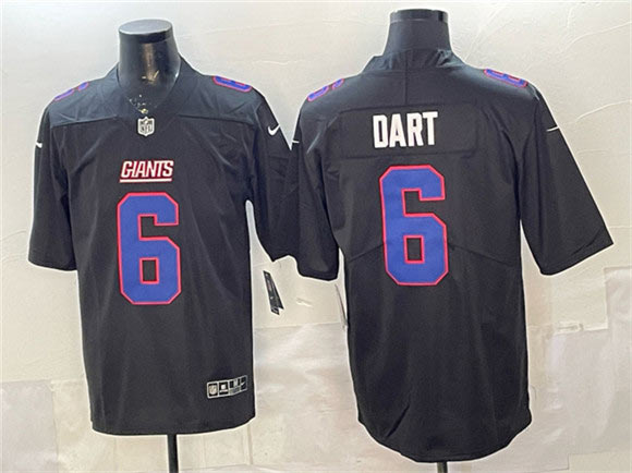 Men's New York Giants 6 Jaxson Dart Black Fashion Vapor Untouchable Limited Football Stitched Jersey