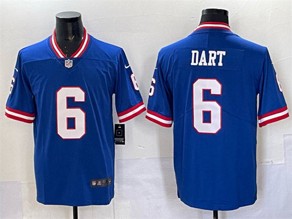 Men's New York Giants 6 Jaxson Dart Royal 2025 Draft Vapor Untouchable Classic Retired Player Football Stitched Jersey