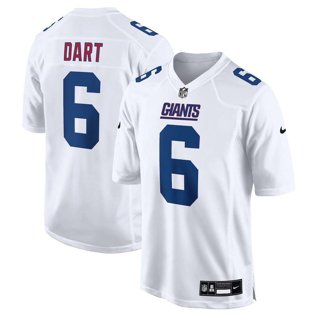 Men's New York Giants 6 Jaxson Dart Tundra White New York Giants Fashion Game Nike Jersey