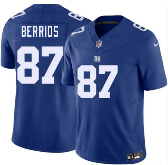 Men's New York Giants 87 Braxton Berrios Blue 2026 F.U.S.E. Vapor Untouchable Limited Football Stitched Jersey