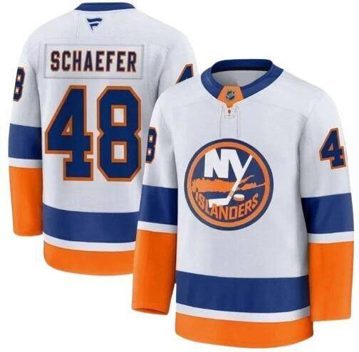 Men's New York Islanders 48 Matthew Schaefer Blue White 2025 Stitched Hockey Jersey
