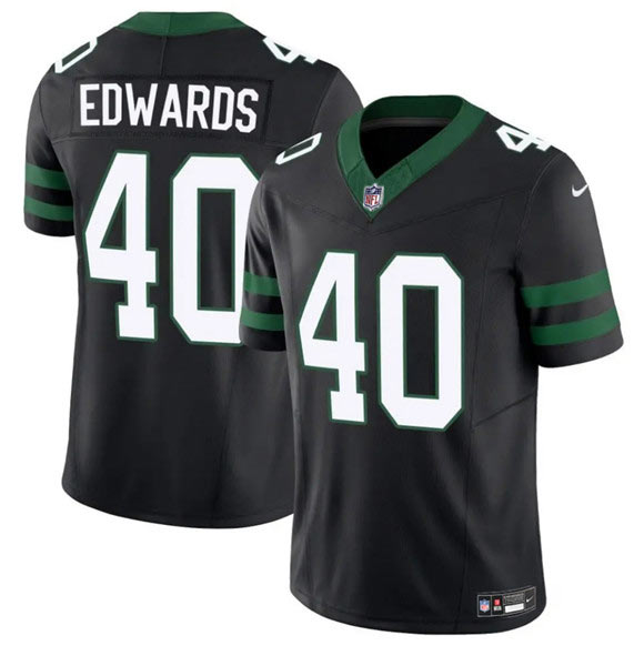 Men's New York Jets 40 Donovan Edwards Black 2025 F.U.S.E. Vapor Untouchable Limited Football Stitched Jersey