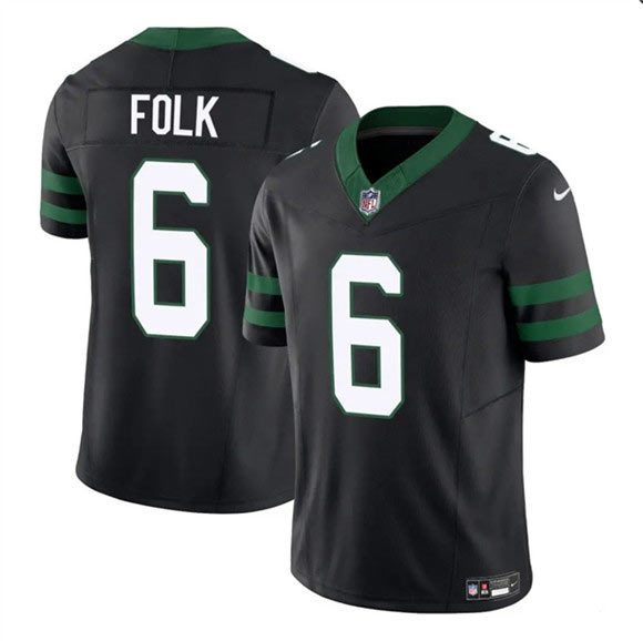 Men's New York Jets 6 Nick Folk Black 2025 F.U.S.E. Vapor Untouchable Limited Football Stitched Jersey