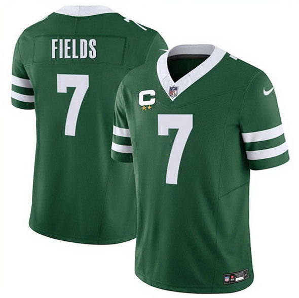 Men's New York Jets 7 Justin Fields Green 2025 F.U.S.E. With 2 Star C Patch Vapor Untouchable Limited Football Stitched Jersey