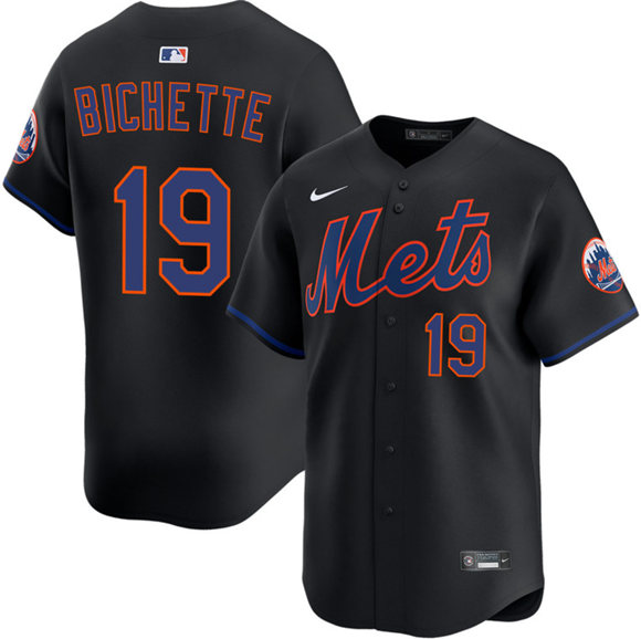 Men's New York Mets 19 Bo Bichette 2026 Black Limited Stitched Baseball Jersey