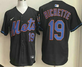 Men's New York Mets 19 Bo Bichette Black Limited Jersey