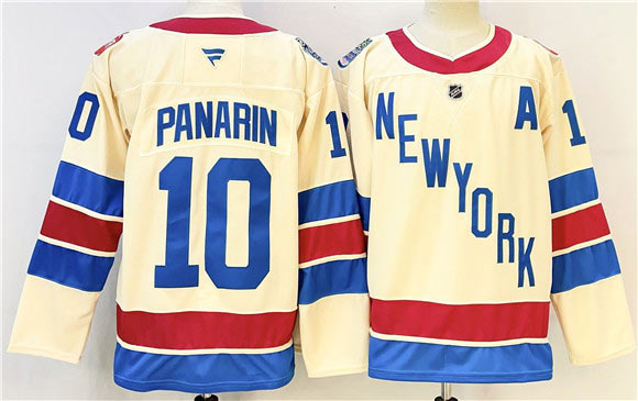 Men's New York Rangers 10 Artemi Panarin Beige 2025 26 Winter Classic With A Patch Stitched Hockey Jersey