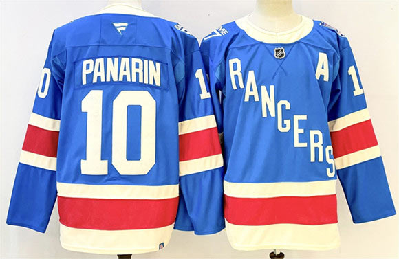 Men's New York Rangers 10 Artemi Panarin Blue 2025 With A Patch Stitched Hockey Jersey