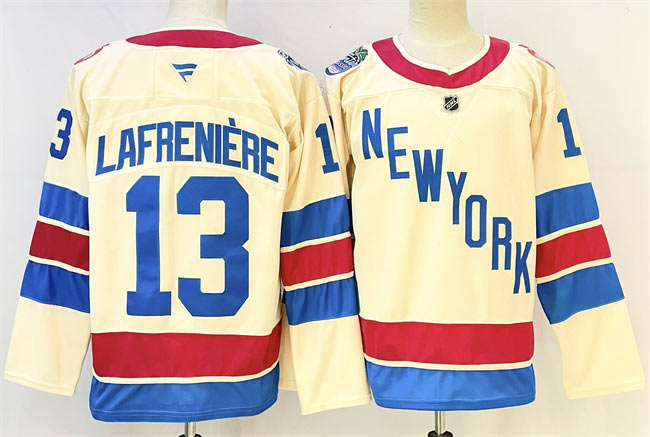 Men's New York Rangers 13 Alexis Lafreniere Beige 2025 26 Winter Classic Stitched Hockey Jersey