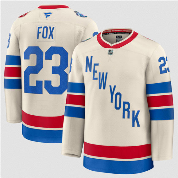 Men's New York Rangers 23 Adam Fox Cream 2026 Winter Classic Stitched Hockey Jersey